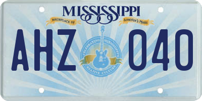MS license plate AHZ040