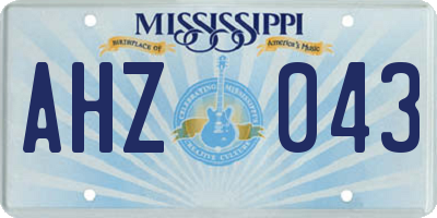 MS license plate AHZ043