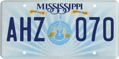 MS license plate AHZ070