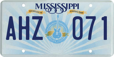 MS license plate AHZ071