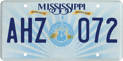 MS license plate AHZ072