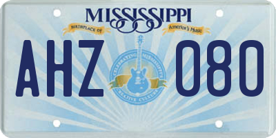 MS license plate AHZ080