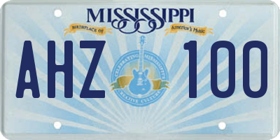 MS license plate AHZ100