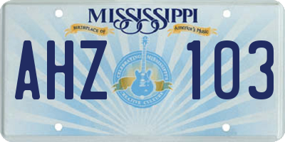 MS license plate AHZ103