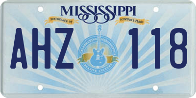 MS license plate AHZ118