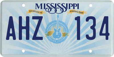 MS license plate AHZ134
