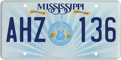 MS license plate AHZ136