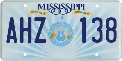 MS license plate AHZ138