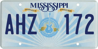 MS license plate AHZ172