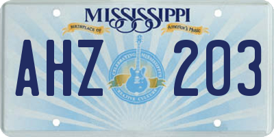 MS license plate AHZ203