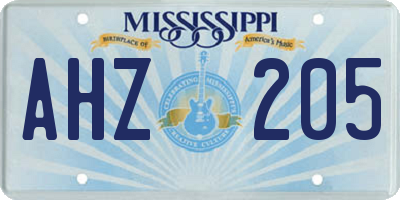 MS license plate AHZ205