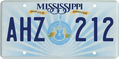 MS license plate AHZ212