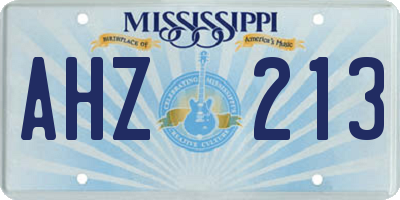 MS license plate AHZ213