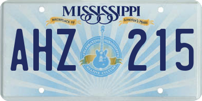 MS license plate AHZ215