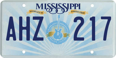 MS license plate AHZ217