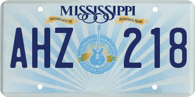MS license plate AHZ218