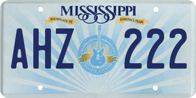 MS license plate AHZ222