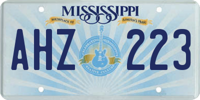 MS license plate AHZ223
