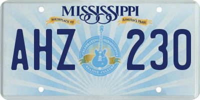 MS license plate AHZ230