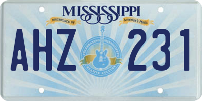 MS license plate AHZ231