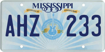 MS license plate AHZ233