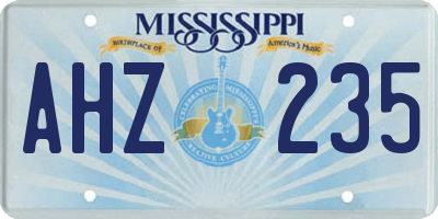 MS license plate AHZ235