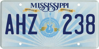MS license plate AHZ238