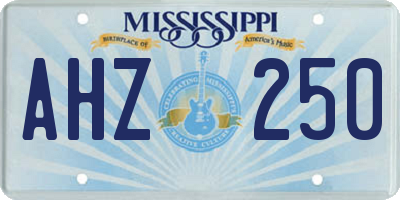 MS license plate AHZ250