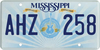 MS license plate AHZ258