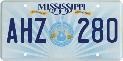 MS license plate AHZ280