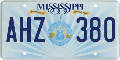 MS license plate AHZ380