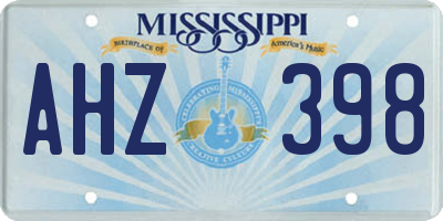 MS license plate AHZ398