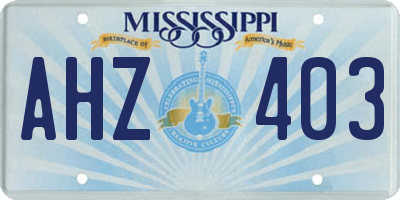 MS license plate AHZ403