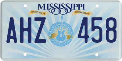 MS license plate AHZ458