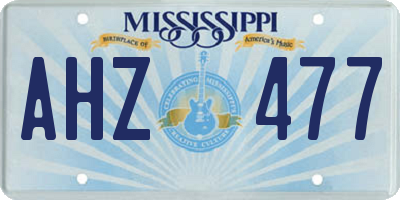 MS license plate AHZ477