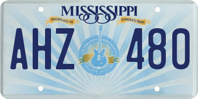 MS license plate AHZ480