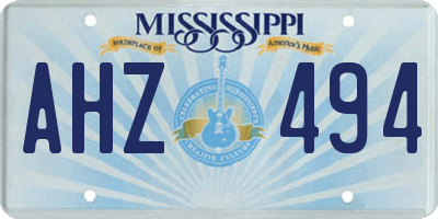 MS license plate AHZ494