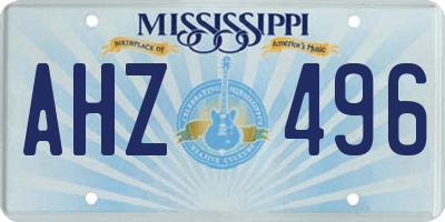 MS license plate AHZ496