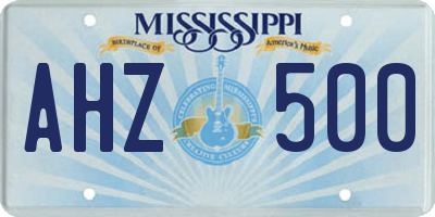 MS license plate AHZ500