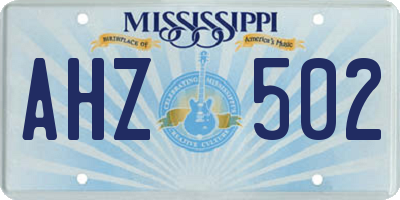 MS license plate AHZ502