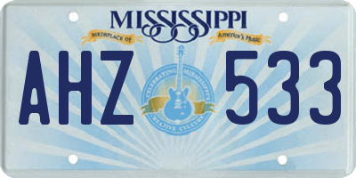 MS license plate AHZ533