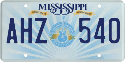 MS license plate AHZ540