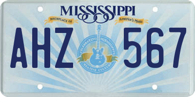 MS license plate AHZ567