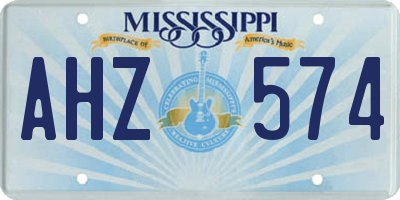 MS license plate AHZ574