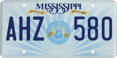MS license plate AHZ580