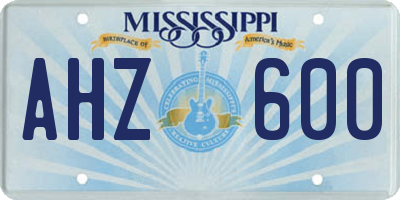 MS license plate AHZ600