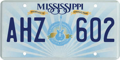 MS license plate AHZ602