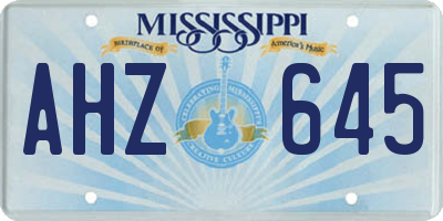 MS license plate AHZ645