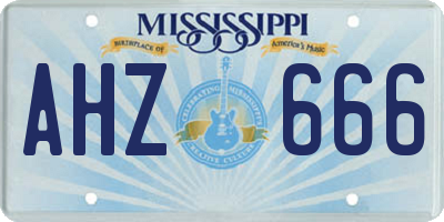 MS license plate AHZ666