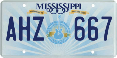 MS license plate AHZ667